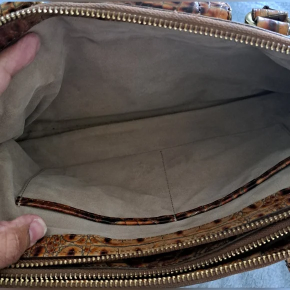 Brahmin Tan and Brown Crocodile-Embossed Satchel - Picture 5 of 10